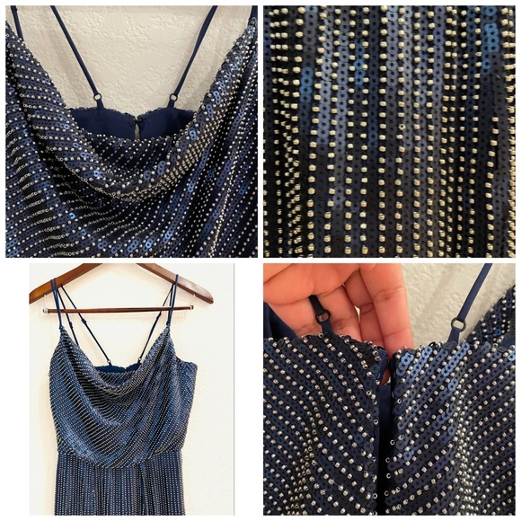 NWT Haney Elise Sequin Embellished Thigh-Slit Midi Cocktail Dress Flapper Gatsby - Picture 13 of 16